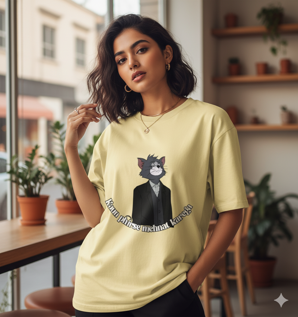 Kaun Phirse Mehnat Kare – Oversized Graphic T-Shirt