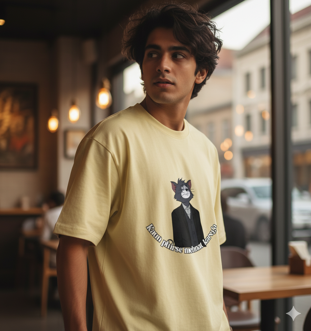 Kaun Phirse Mehnat Kare – Oversized Graphic T-Shirt